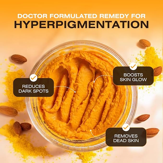 Dr. Melanin Turmeric Exfoliating Scrub for Dark Spots, Brightening Inner Thighs Bikini Area Underarms, Natural Exfoliating Face