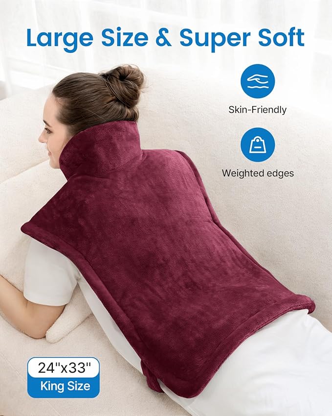 RENPHO Christmas Gifts for Women Men, Heating Pad for Neck and Shoulders and Back Pain Relief, Hsa Store Eligible Items, Electric Heat Pad for Period Cramps, Auto Shut Off, ETL Certified, 24"x33" Red