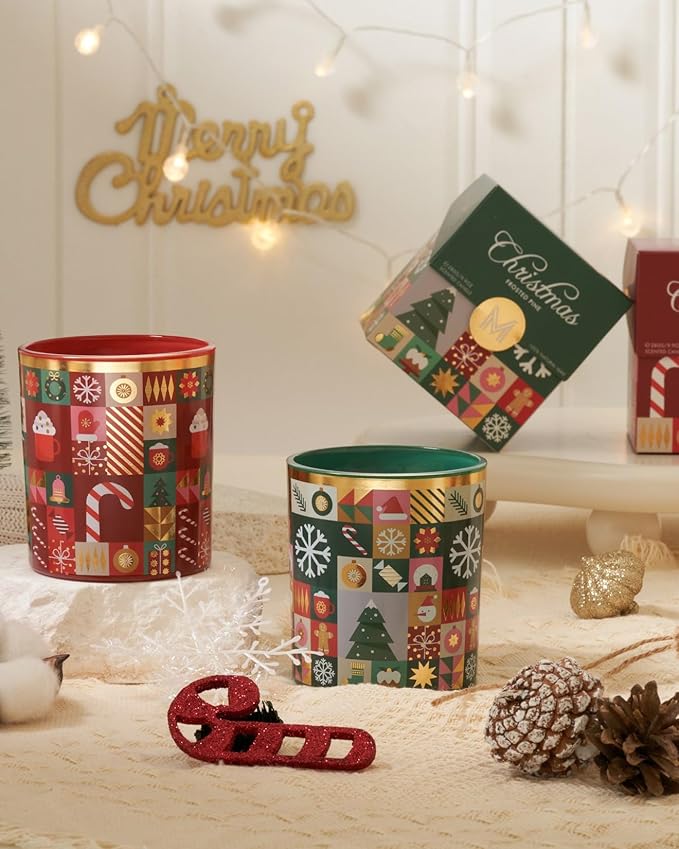 M&SENSE Magic Christmas Soy Candle for Home, Soy Wax 9.9oz 55 Hours Clean Non Toxic Slow Burn, Relaxing Cozy Winter Candles for Stress Relief, Christmas Scented Gift for Holiday Celebration