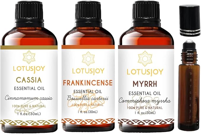 Cassia Cinnamon Frankincense and Myrrh Essential Oil with Roll-On Bottle, 3 Oz