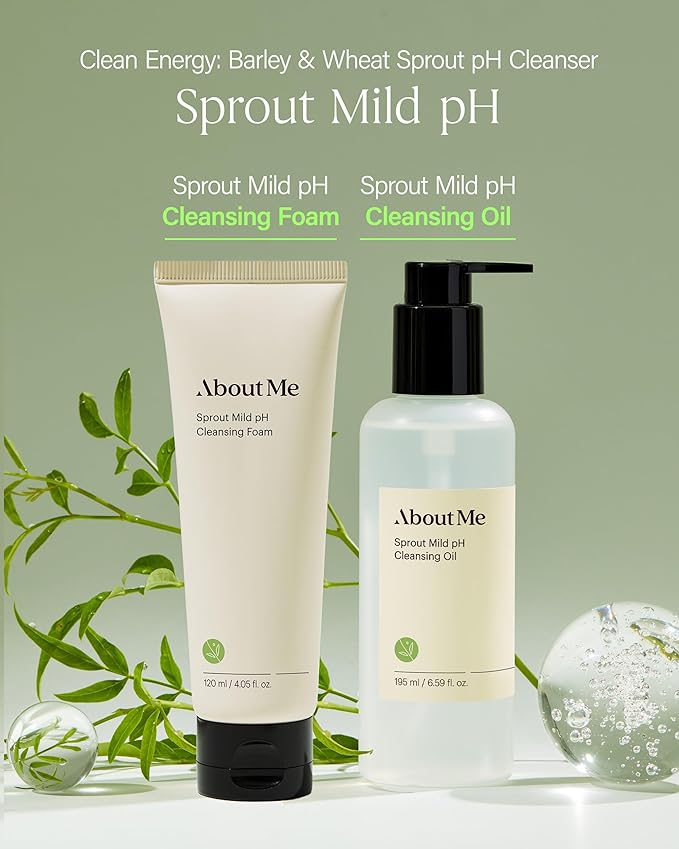 About Me Sprout Mild pH Cleansing Foam – Korean Wheat Broccoli Sprout Extract Face Wash for All Skin Types – Daily Gentle Cleansing with Amino Acids – Korean Skin Care – 4.05oz, 120ml