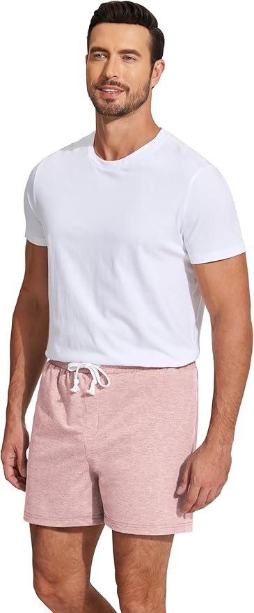 Deyeek 5.5 Inch Mens Pajama Shorts Sleep Cotton Lounge PJ Lightweight Elastic Waist Drawstring Nightwear Bottom with Pockets