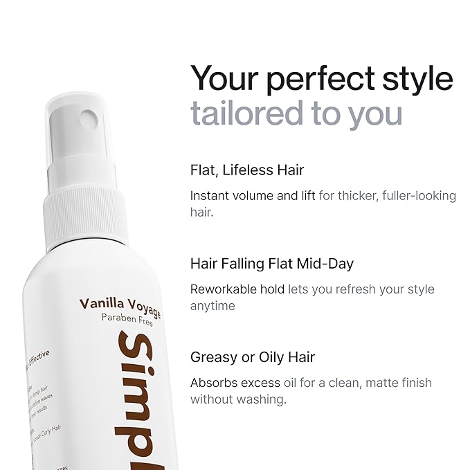 Simpletics | Himalayan Sea Salt Hair Spray – All-Natural 5-Ingredient Formula for Effortless Beach Waves & Volume – Pine Scent, Light Hold, Non-Greasy, Paraben & Sulfate Free – Unisex, 8 fl oz