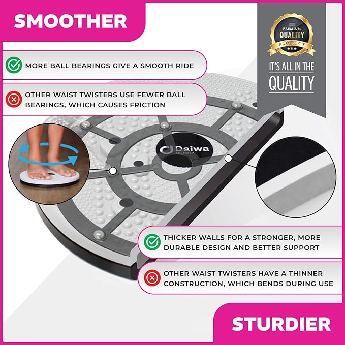 Daiwa Felicity Figure Trimmer Ab Twister Board - Waist Twister Machine for Core & Abs Exercise - Waist Twisting Fitness Tool, Dizzy Disc Twist Board for Slimming Workout & Reflexology