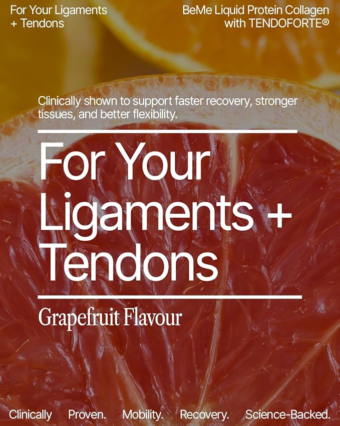 BeMe Tendon and Ligament Supplements - 5,000mg TENDOFORTE Collagen Peptides for Tendon Repair Supplement and Ligament Repair - 15 Liquid Grapefruit Sachets