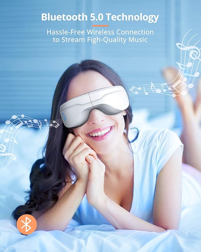 Eye Massager with Heat, Heated Eye Mask with Bluetooth Music, Face Massager, Mask for Migraine & Headache Relief, Improved Sleep, Birthday Gifts for Mom Dad Women Men Her Him
