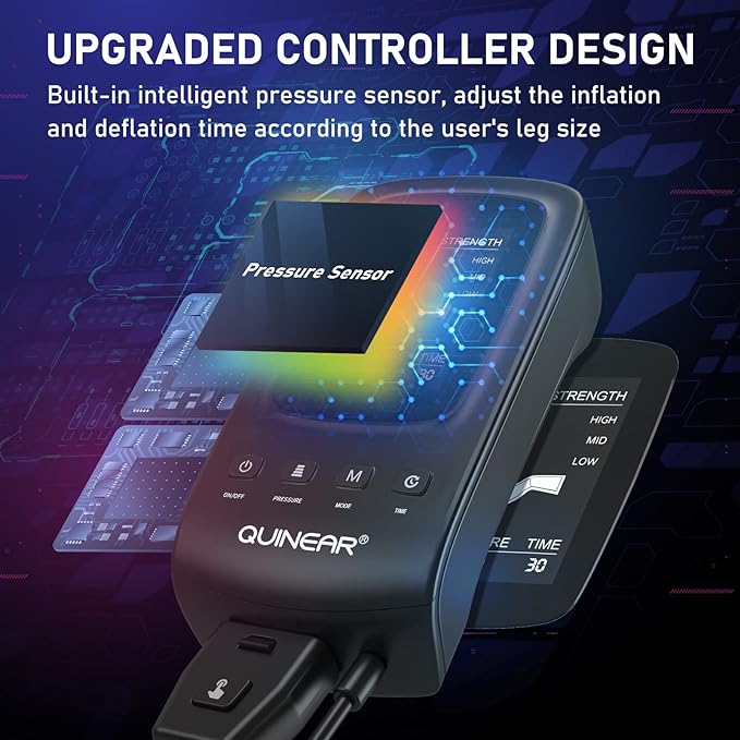 QUINEAR Air Compression Recovery System, Professional Sequential Device for Massage Therapy, Foot and Leg Recovery Boots to Improve Circulation for Athletes, FSA-HSA Eligible (Medium)