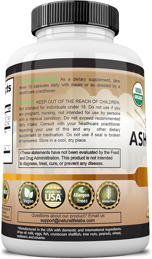 Organic Ashwagandha 2,100 mg - 100 Veggie Capsules Pure Organic Ashwagandha Powder and Root Extract - Stress Relief, Mood Enhancer