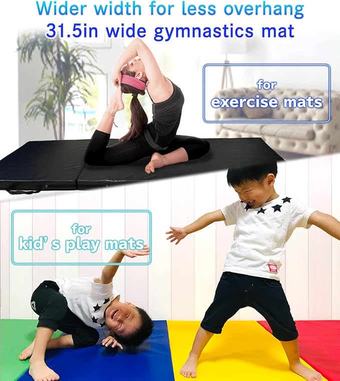 Gymnastics Mat Folding Stretch Mats 71"x31"x2" Exercise Muscle Training Children Play Horizontal Bar Mat Yoga Sports Soundproof Home Use