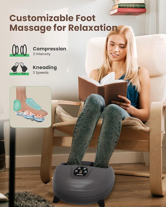Shiatsu Foot Massager Machine with Heat,Feet Massager for Plantar Fasciitis Neuropathy, Soles & Instep Heating, Remote Control, Up to Men Size 14, Gift for Mom Dad