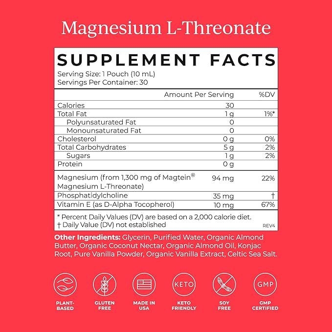 CYMBIOTIKA Liposomal Magnesium L-Threonate 1300 mg – High-Absorption Magnesium for Brain Health, Memory, Focus & Stress Support – Promotes Mental Clarity and Mood Balance, Made in USA, 1 Month Supply