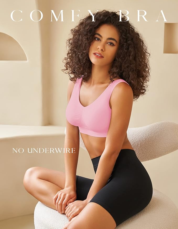 Womens Sports Bras, Yoga Comfort Seamless Stretchy Sports Bra for Women 3 Pack