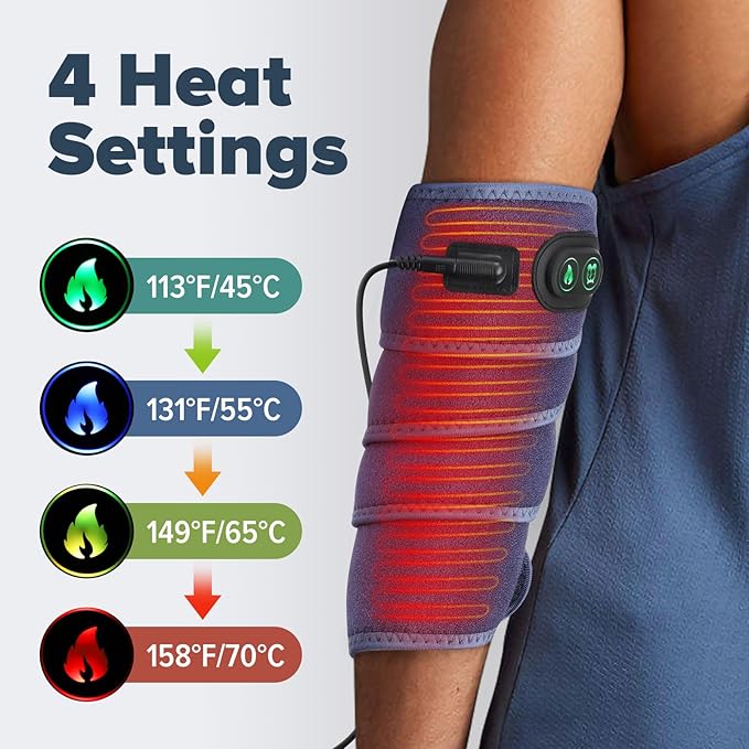 Versatile Heating Pad for Arm, Elbow, Wrist, Leg, Stomach, with 3 Time Settings, 4 Heating Levels, 78 inches Long Cord, Flexible Hot Therapy Wrap for Targeted Pain Relief (Blue)