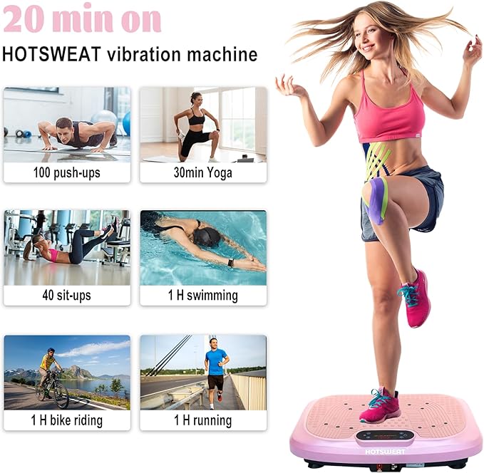 HOTSWEAT Vibration Plate Exercise Machine for Lymphatic Drainage, Power Plate Vibrating Platform, Shaker for Weight Loss, Exercise Board with 120 Levels for Home Gym