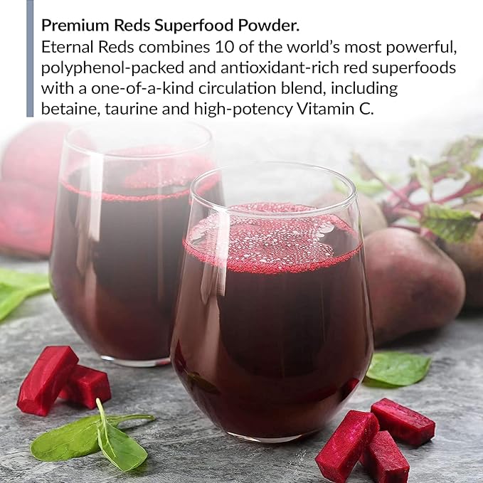 BioTrust Eternal Reds, Red Superfoods Powder, Support for Heart Health and Circulation, Energy, Stamina, No Added Sugar or Caffeine, Naturally Flavored and Sweetened, Berry Flavor (30 Servings)