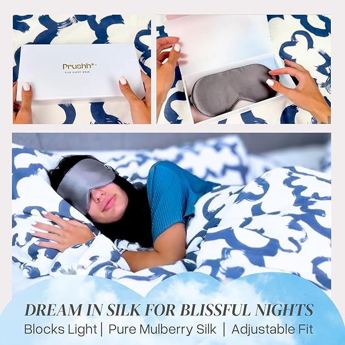 Adjustable Silk Sleep Mask Eye Covers | 100% Pure 6A Mulberry Silk | Blackout & Hypoallergenic | Concealed Strap for Women & Men | for Sleeping & Travel (Pink)