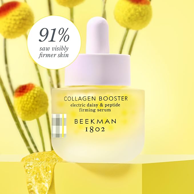 Beekman 1802 Collagen Booster Electric Daisy & Peptide Firming Face Serum - Fragrance Free - 0.5 fl oz - Boosts Collagen Production & Tightens Skin - Good for Sensitive Skin - Cruelty Free