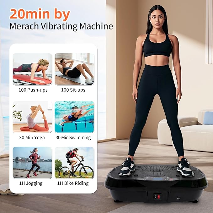 ALSO GO Vibration Plate Exercise Machine, 3 Workout Modes & 120-Level Vibration Platform for Weight Loss/Lymphatic Drainage, 400lbs Capacity Vibration Board with Resistance Bands for Full Body Workout