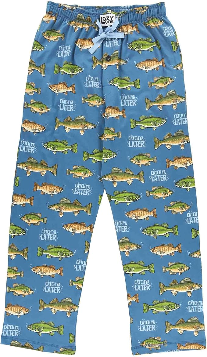 Lazy One Funny Ocean Pajama Pants For Men, Men's Separate Bottoms, Lounge Pants, Fishing PJs