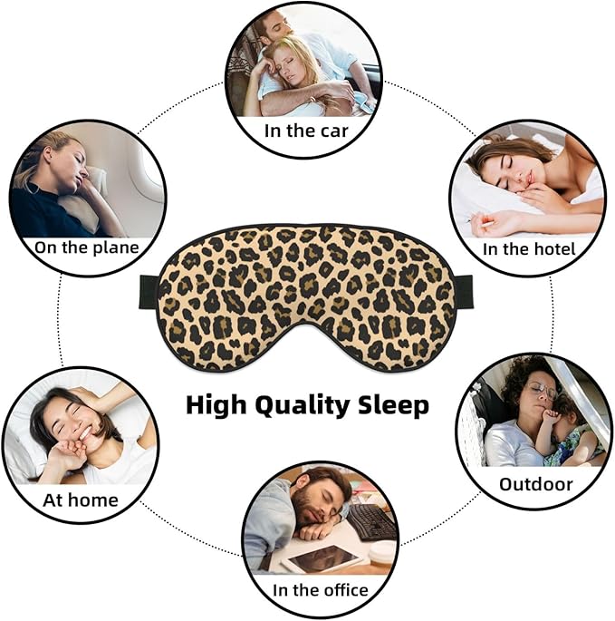 Sleep Eye Mask Brown Leopard Sleep Mask for Women Men Comfortable Eye Mask with Adjustable Strap Soft Eye Cover Blindfold for Travel Yoga Nap Shift Work