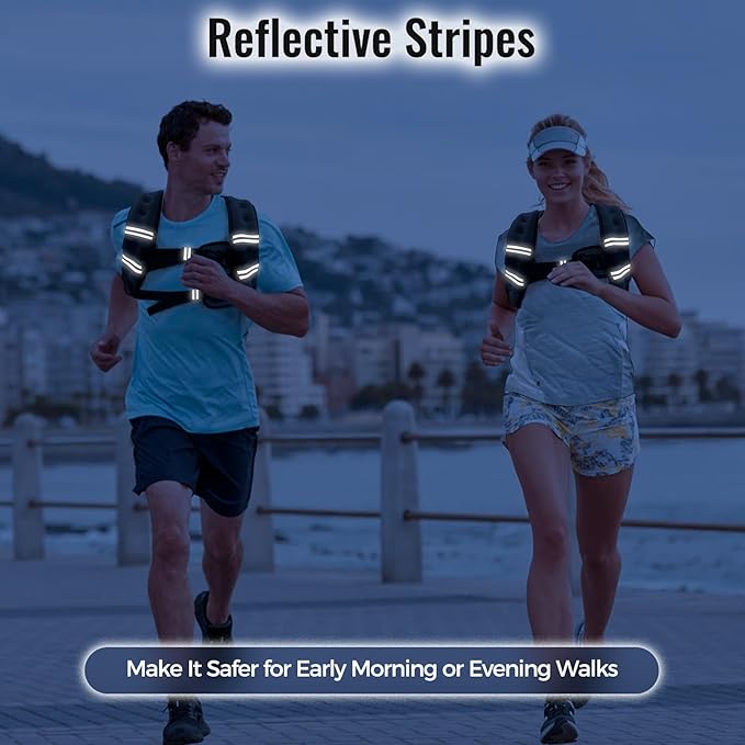 Weighted Vest for Women & Men with Reflective Stripe and Adjustable Buckle, Comfortable & Durable Rucking Vest for Walking, Running & Strength Training