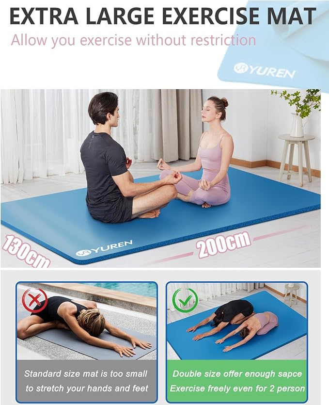 Large Yoga Mat 78"x 51" 20mm/15mm/10mm Thick Workout Mats for Home Gym, Extra Wide Workout for Women Men Gym Flooring Exercises