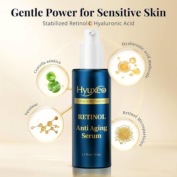 Anti Aging Serum, Retinol Serum for Face with Squalane and Hydrolyzed Collagen, Improve Fine Lines and Hydrate Skin, Wrinkle Retinol for Various Types of Skin Women/Men