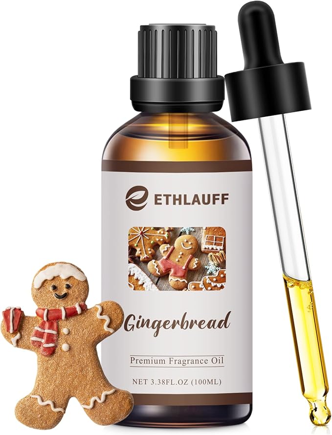 Gingerbread Fragrance Oil, Essential Oil for Diffusers for Home,Candle Scented Oils for Soap Making, Bath Bombs, Massage -3.38FL.OZ