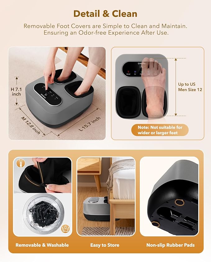 KNQZE Foot Massager with Heat and Remote, Shiatsu Deep Kneading Feet Massager for Plantar Fasciitis & Neuropathy, Foot Warmer, Gifts for Mom Women Men Dad, Fits Up to Men Size 12(Gray)