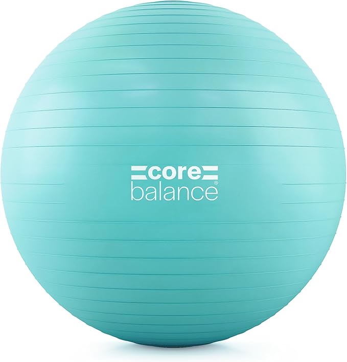 Core Balance Exercise Ball for Workouts, Anti-Burst and Slip Resistant, Swiss Yoga Ball for Pregnancy, Stability, Fitness and Physical Therapy, 4 Sizes, with Pump