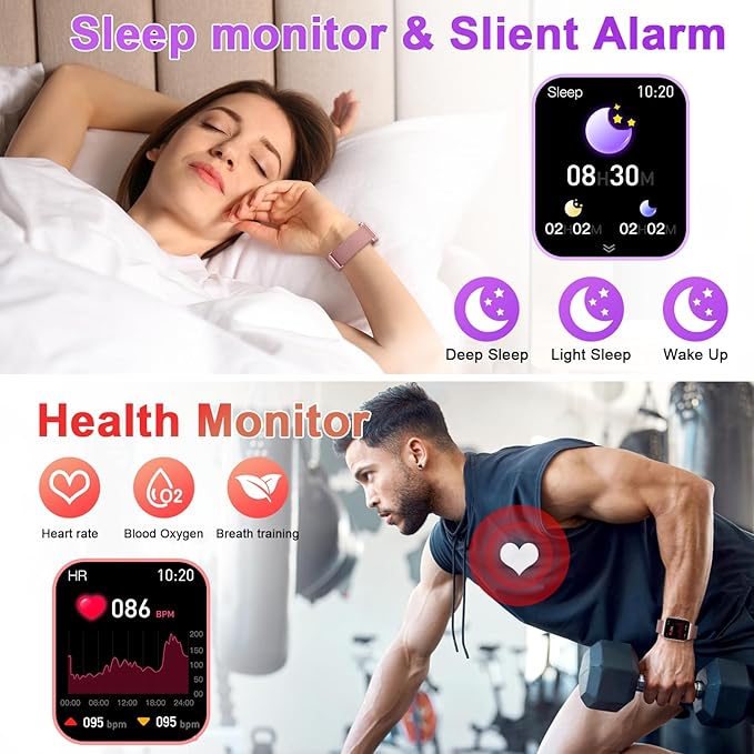 Smart Watch for Women Fitness Tracker: Rose Gold Bluetooth Make Answer Call Digital Mens watches Waterproof Run Smartwatch Android Phone iPhone Samsung Compatible Sleep Heart Rate Monitor Pedometer
