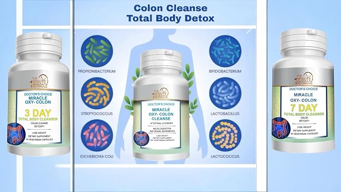 Miracle Oxy-Colon Intestinal Cleanser & Total Body Detox - Constipation Relief for Women & Men, Magnesium Oxide. Relieves Occasional Constipation and Bloating. 120 Capsules