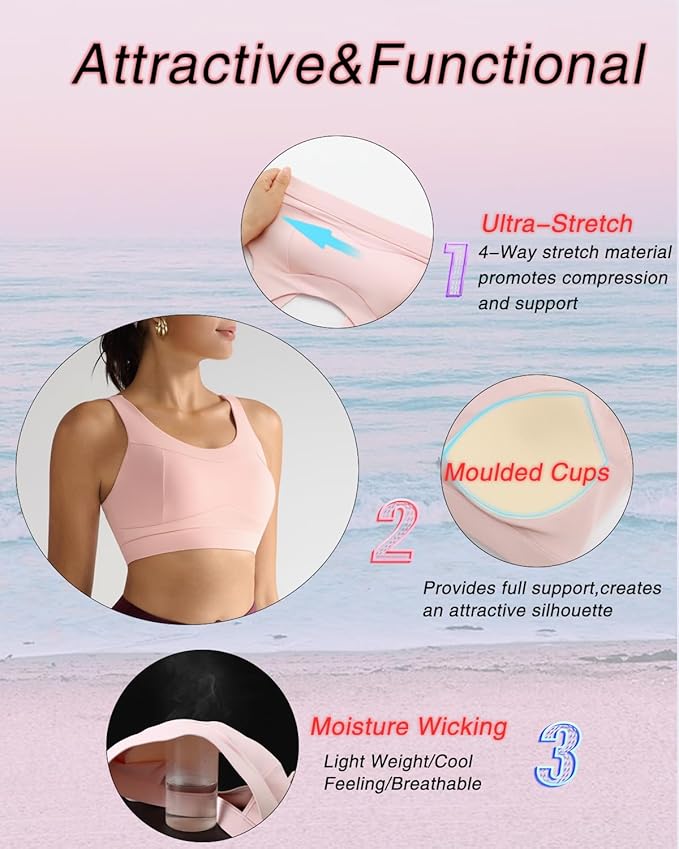 RUNNING GIRL High Impact Sports Bras for Women,Racerback Running Bra Workout Crop Tank Tops Longline Sports Bra Push up