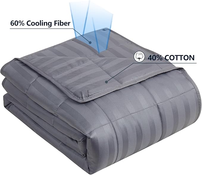Weighted Blanket Queen Size (60"x80" 25lbs),Ultra Soft and Cozy Cooling Weighted Blanket Queen Size for Adult,Heavy Blanket with Machine Washable Soft Blanket, Stripe Grey