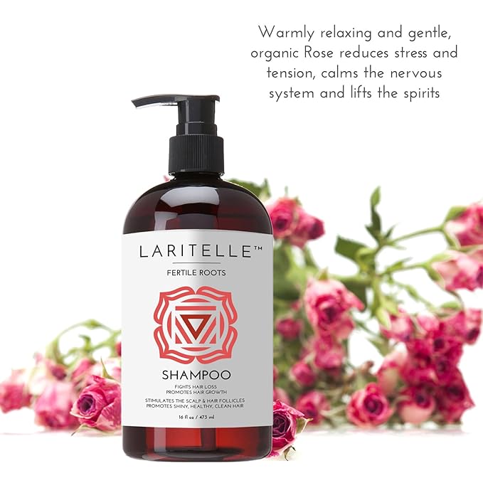 Laritelle Organic Hair Growth Shampoo 17.5 oz – Fortifying & Strengthening with Ayurvedic Herbs, Lavender, Ginger, Rosemary, Patchouli, Clove – Reduces Shedding, Promotes Growth – Vegan, Made in USA
