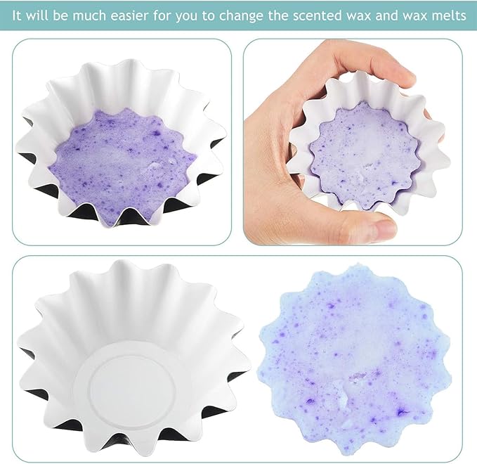Boao Wax Melt Liners Reusable Wax Warmer Containers Leakproof Cups for Scented Candle, Paper Holders for Electric Pluggable Melter and Burner(Blue,50 Pieces)