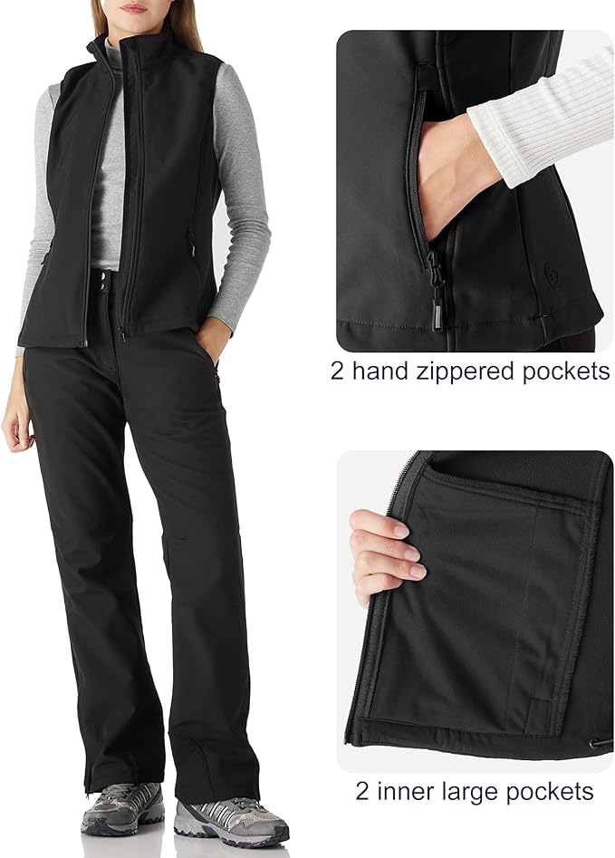 Outdoor Ventures Women's Lightweight Softshell Vest Windproof Fleece Lined Zip Up Sleeveless Jacket for Running Hiking Golf