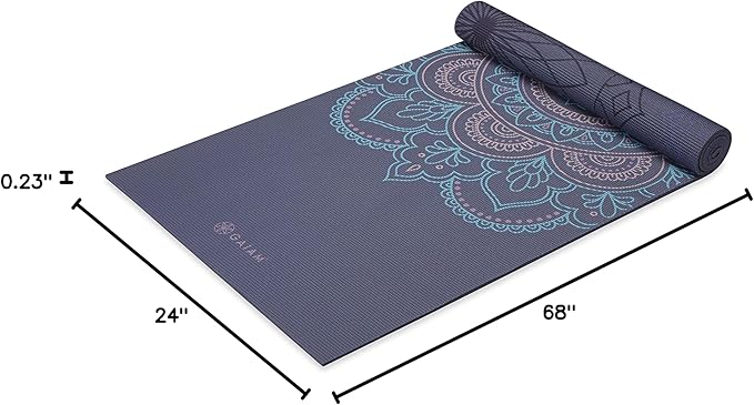 Gaiam Yoga Mat - Premium 6mm Print Reversible Extra Thick Non Slip Exercise & Fitness Mat for All Types of Yoga, Pilates & Floor Workouts (68" x 24" x 6mm Thick)