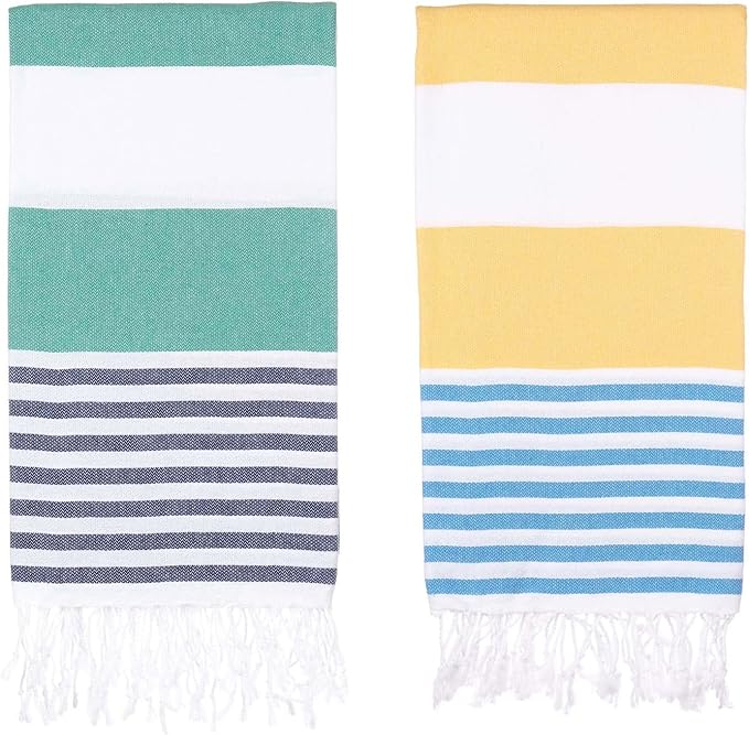 Oversized Turkish Beach Towel 38’’x71’’ - Set of 2 | 100% Turkish Cotton Lightweight Sand Free Quick Dry Pool Towels | Extra Large Bath Towels for Adults Beach Blanket Essentials