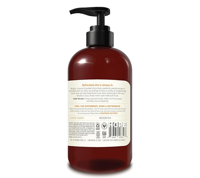 Soapbox Liquid Hand Soap, Sweet Orange Citrus - Gentle, Moisturizing Hand Cleanser, Aromatic & Soothing, Vegan & Cruelty Free Hand Wash for Kitchen and Bathroom, 12oz Pump Bottles (Pack of 3)