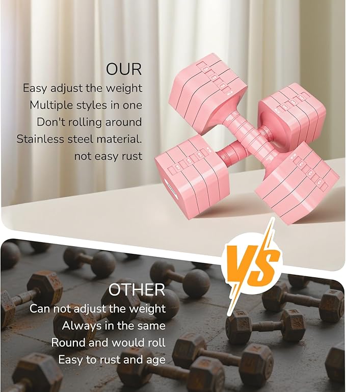Adjustable Dumbbell Set for Women Men 16LB 20LB Hand Weights Dumbbells Sets Woman Exercise Fitness dumbbell Adjust dumbbells set of 2 for Home Gym Workout Strength Training Equipments