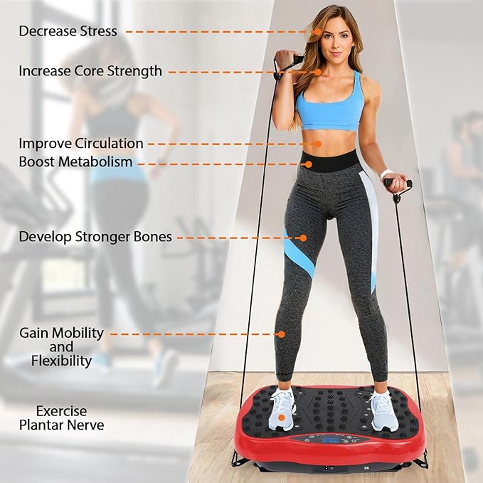 ALSO GO Vibration Plate Exercise Machine, 120-Level & 3 Workout Modes Vibration Board for Weight Loss/Lymphatic Drainage, 400lbs Capacity with Resistance Bands, Full Body Platform for Home Fitness