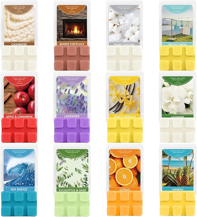SCENTORINI Wax Melts, Wax Cubes Strong Scent, 12 Pack, Scented Wax Melts for Warmer, Home, Office, Relaxation