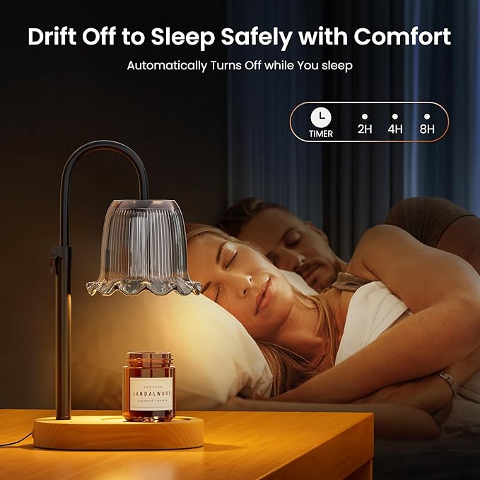 Candle Warmer Lamp with Timer Adjustable Height Candle Lamp Warmer 4 Level Dimmer Electric Wax Melt Warmer Vintage Home Decor for Scented Jar Candles House Warming & Birthday Gifts for Women