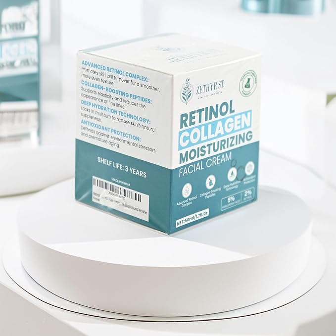 Collagen Retinol Face Moisturizer - Anti Aging Retinol Cream for Skin, Hydrating Moisturizer Face Cream for Wrinkle Reduction & Firmness - Suitable for All Skin Types