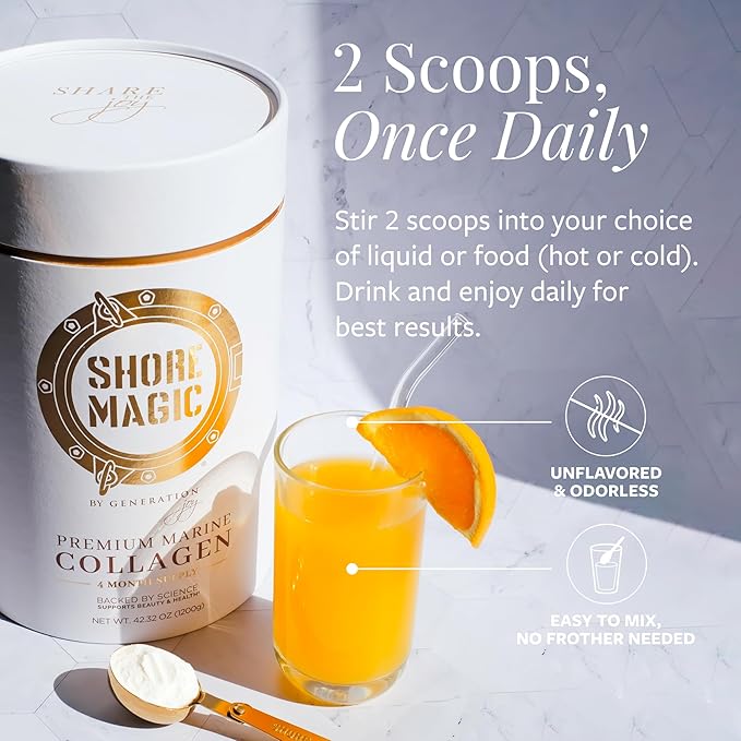 Premium Marine Collagen Powder Types I-IV | Wild Fish-Sourced, Hydrolyzed, Unflavored & Odorless | 9g Protein Per Serving – Supports Skin, Hair, Nails, Joints & Bones | 4-Month Supply