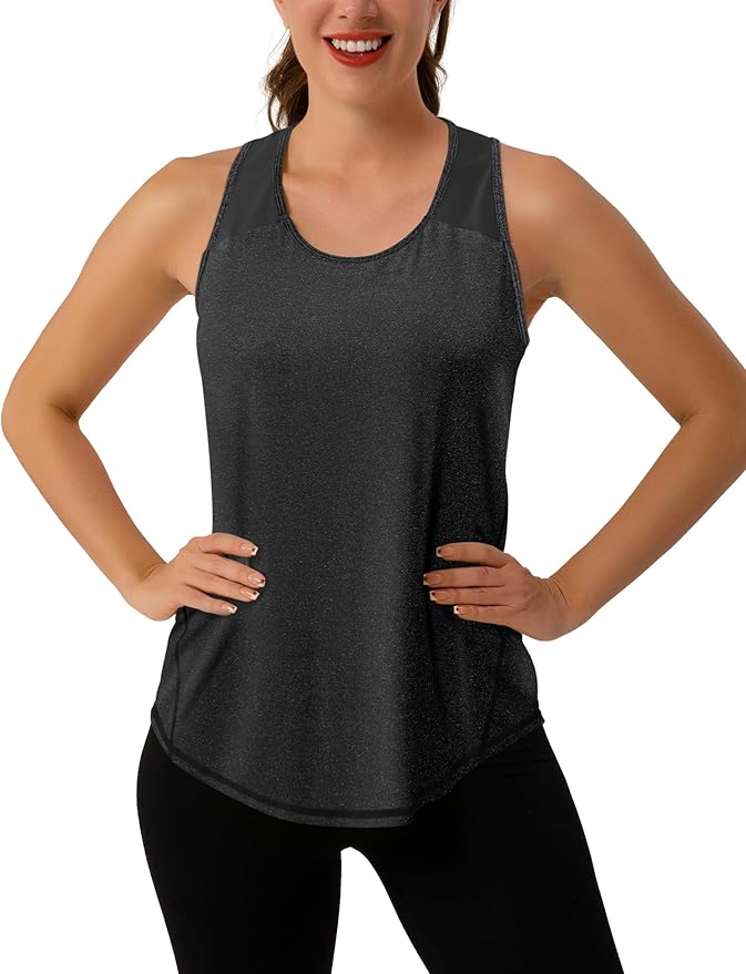 Aeuui Womens Workout Tops Sleeveless Racerback Tank Tops Mesh Yoga Athletic Running Shirts Gym Clothes for Women