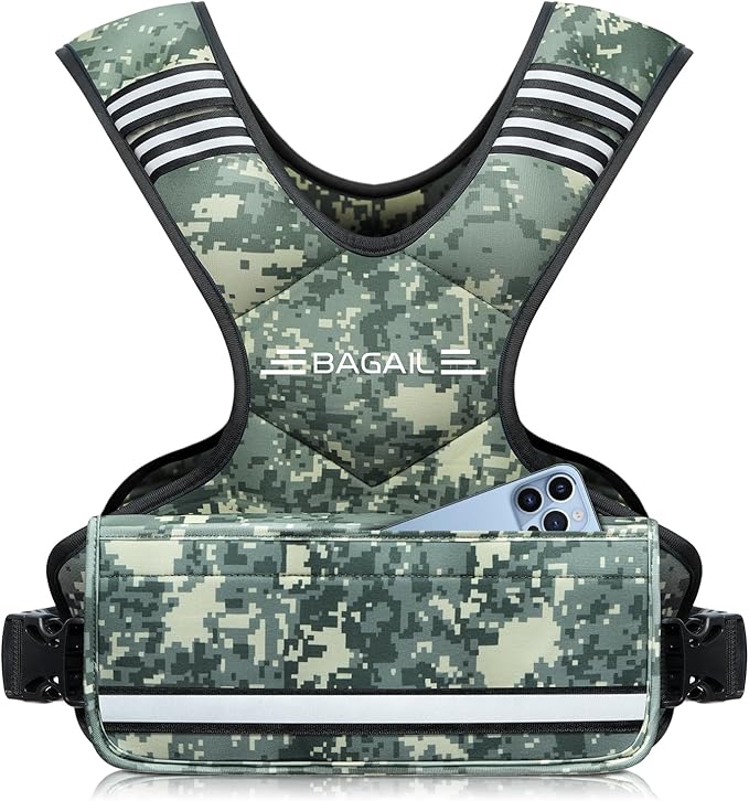 BAGAIL Adjustable Weighted Vest, 4-10lb/12-18lb/20-32lb Rucking Vest for Women & Men with 6 Weights & Large Pocket, Weight Vest for Home Workouts, Running, Walking and Strength Training