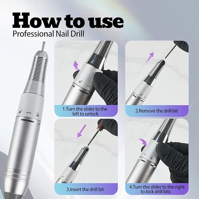 Electric Nail Drill Machine 35000RPM Professional Portable Nail File Cordless Rechargeable Nail Efile for Acrylic Gel Nails Manicure Pedicure Polishing Shape Tools for Salon (Pink)