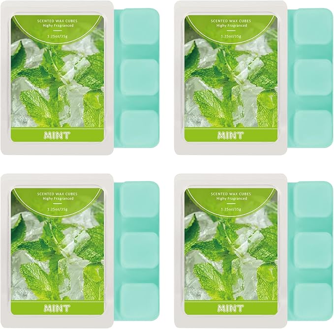 SCENTORINI Wax Melts, Mint Fragrance Wax Cubes, 4-Pack, Long-Lasting Scented Wax Melts, for Candle Making and Home Fragrance